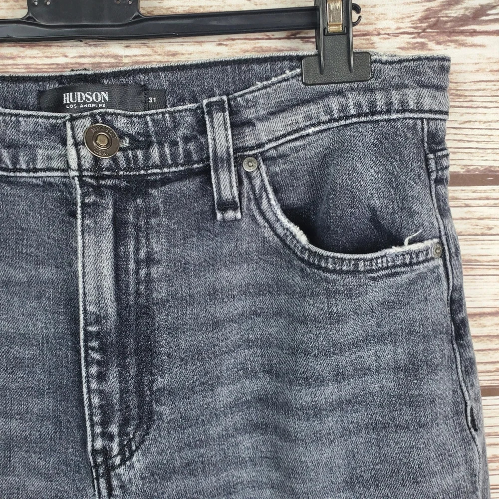 Hudson Womens Size 31x28 Black Holly Straight Leg Distressed Jeans          #238 - Picture 6 of 13